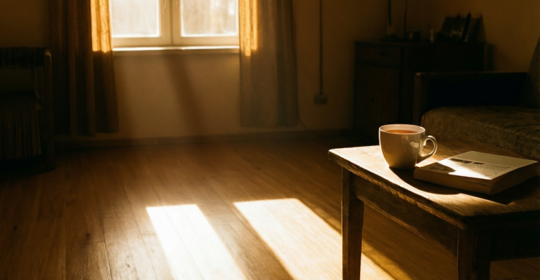 下午三點半的光打在空蕩的地板上